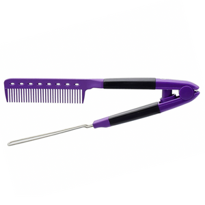 Keratin Helper Hairbrush V Shaped METAL comb VIOLET grzebień zaciskowy
