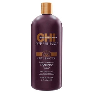 CHI Deep Brilliance Olive & Monoi Optimum Moisture Shampoo Szampon nawilżający do włosów zniszczonych, 946 ml