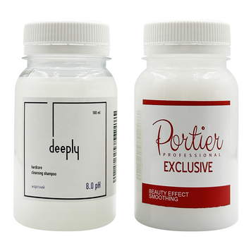 Keratin Portier Exclusive + Deeply Hardcore Cleansing Shampoo 8.0 pH 100+100 ml