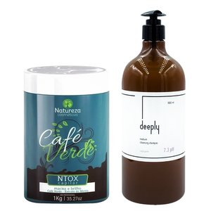Btx Natureza Cafe Verde + Deeply Medium Cleansing Shampoo 7.3 pH 1000+1000 ml