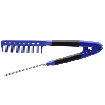 Hair Expert Hairbrush V Shaped METAL comb BLUE grzebień zaciskowy