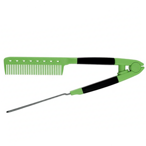 Keratin Helper Hairbrush V Shaped METAL comb GREEN grzebień zaciskowy